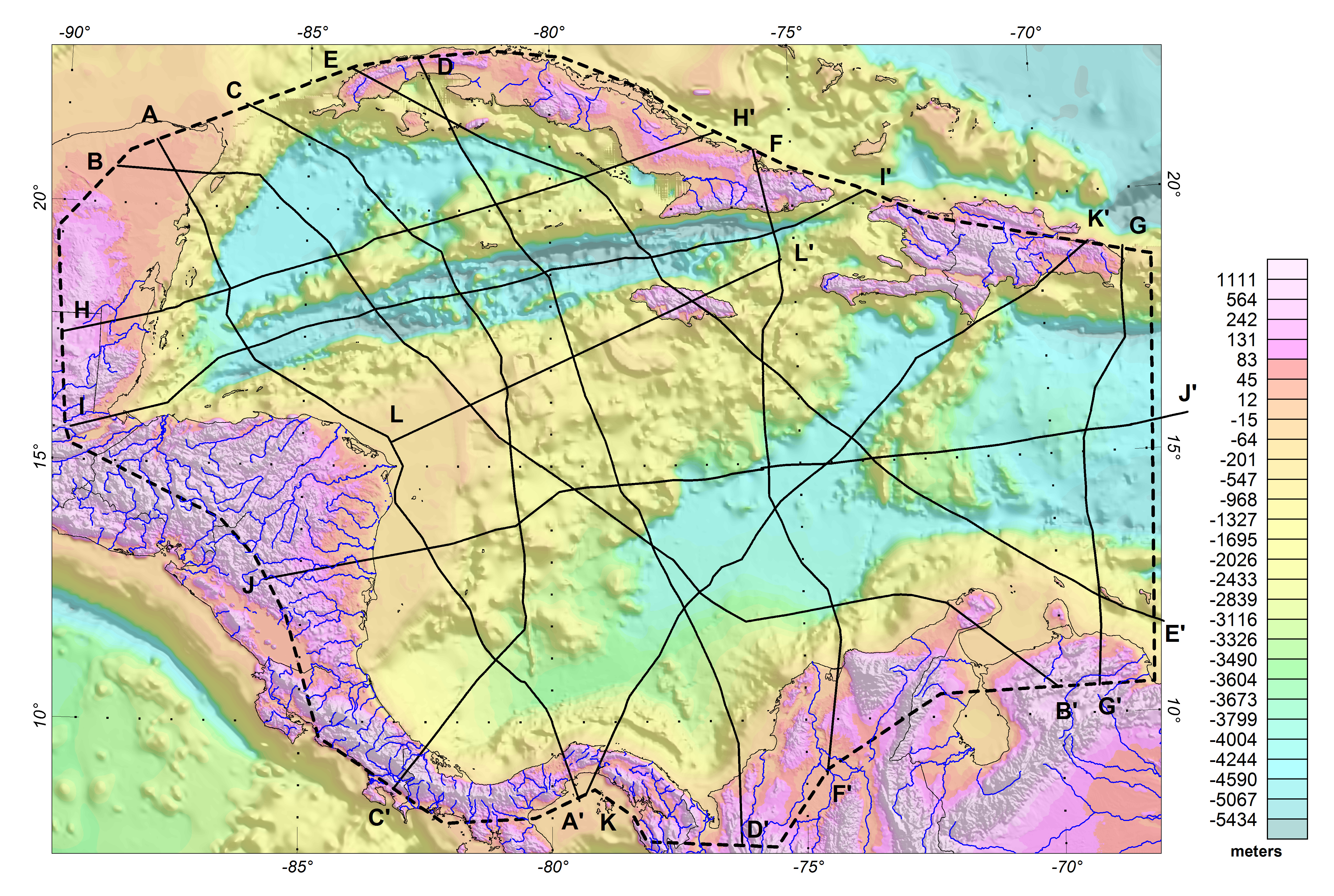 map of western Caribbean non-exclusive basement study